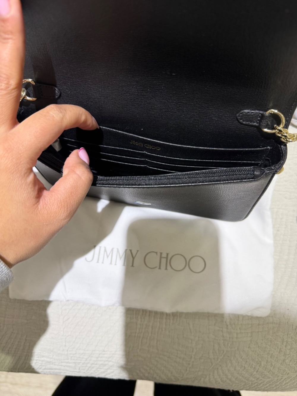 Jimmy Choo JC Wallet/Chain Black Leather Bag - Picture 7 of 7